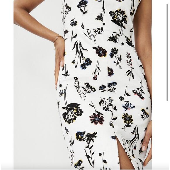 Ann Taylor Black White V Neck Floral Sleeveless Dress Size 2 NWT - Picture 3 of 9